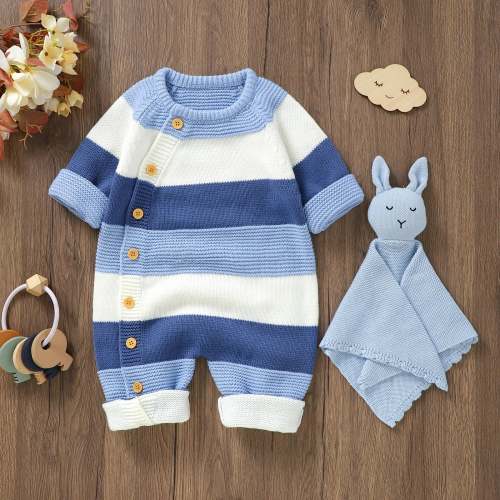 COZY Striped Knitted Jumpsuit - Hazel & Bo