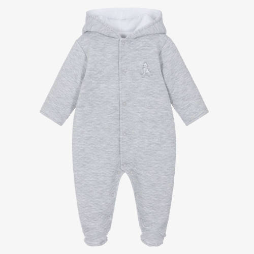 Kissy Kissy - Baby Boys Grey Pima Cotton Giraffe Grace Pramsuit | Childrensalon