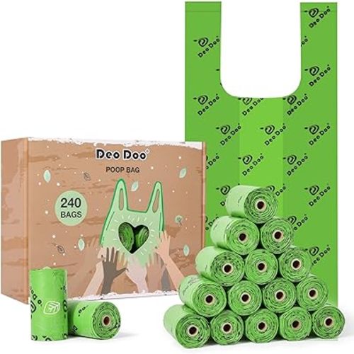 Dog Poop Bags with Handles 20 Rolls 240 Counts Big Sizes Leak Proof and Extra Thick Waste Bags Refill Rolls for Walking Medium Large Dogs Cats Litter Unscented