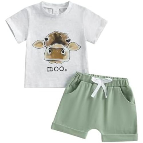 WZTYYDS Toddler Boys Summer Outfits Animal Print Short Sleeve T-Shirt and Elastic Shorts for 2 Piece Vacation Clothes Set