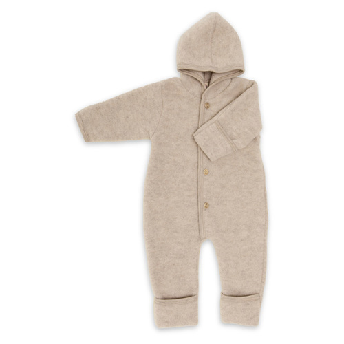 Engel Baby 100% Wool Fleece Hooded Suit with Wooden Buttons