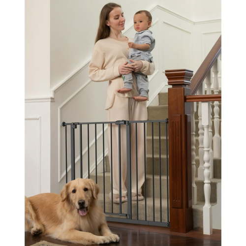 Ophanie Baby Safety Gate,28.9-42.1"Wide,30" Tall Pressure Mounted,Black