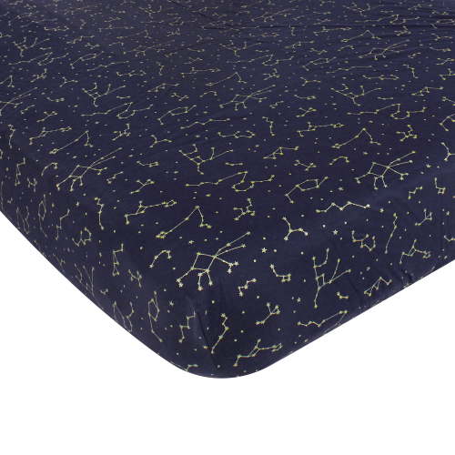 Hudson Baby Cotton Fitted Crib Sheet, Navy Constellation, One Size