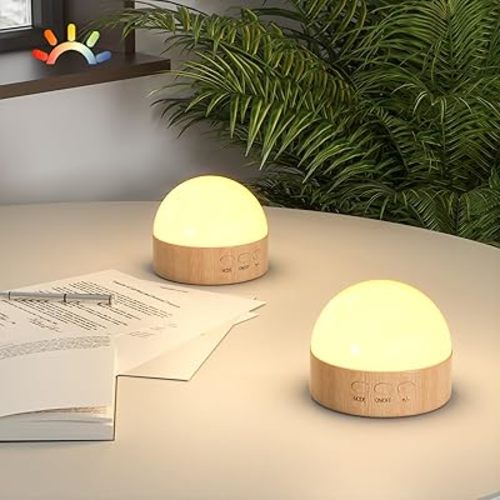Kintion 2 PCS Portable LED Night Lamp for Kids and Adult (with RGB Mode), Bedside Dimmable Warm Night Light with Texture, Soft Eye Caring Night Light for Kids Breastfeeding and Sleep Aid