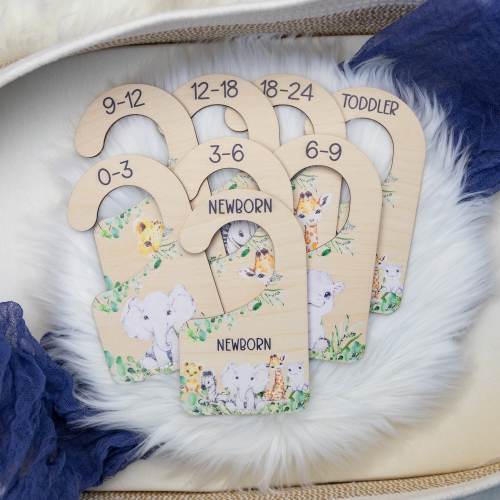 Safari Clothing Dividers, Safari Animal Baby Clothing Divider, Wood Wardrobe Divider, Nursery Closet Divider, Safari Nursery Theme S1