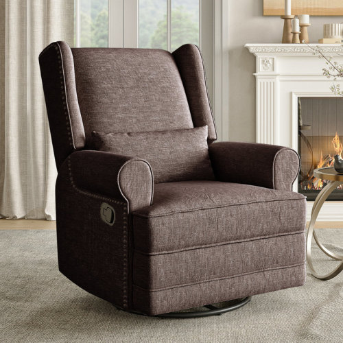 34" Wide Upholstered Manual Swivel Rocking Recliner