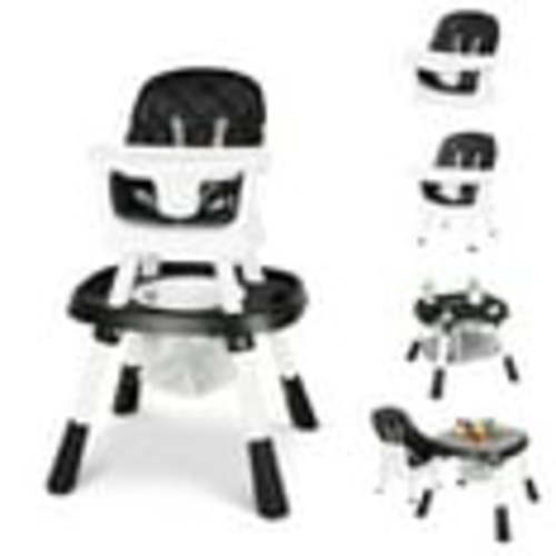 LINLUX 15 in 1 Baby High Chair, Toddler Booster Seat for Eat, Infant Dining Chair w/Stool, Black