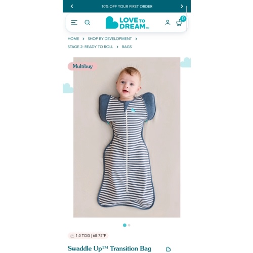 Swaddle Up™ Transition Bag 1.0 TOG Denim Stripe Original Cotton - Medium