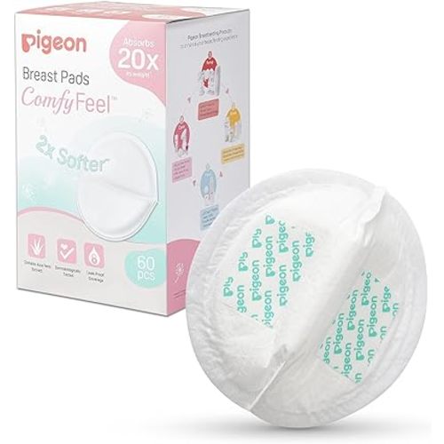 Pigeon Disposable Nursing Pads for Breastfeeding, Contains Aloe Vera Extracts, Highly Absorbent, 60 Pcs