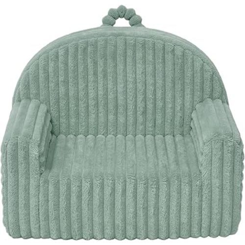 Blissful Diary Toddler Chair, Snuggly Soft Kids Sofa Chair, Supportive Toddler Couch for Boys and Girls, Kids Furniture for Baby Gift, Sage Green