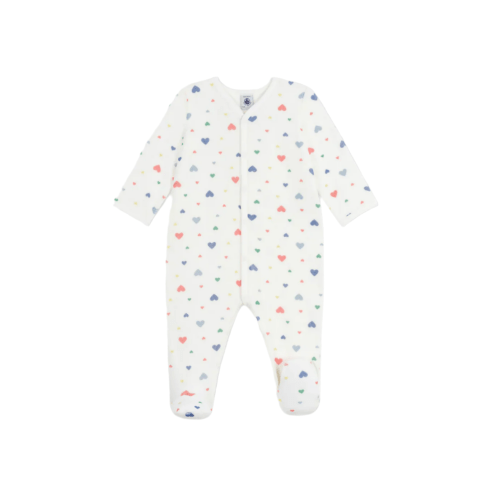 velour multi hearts footie