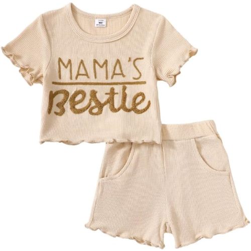 Mikrdoo Baby Girl Clothes Toddler Girl Summer Outfits Shirts Tops Ripped Denim Shorts Set Little Girl Clothes