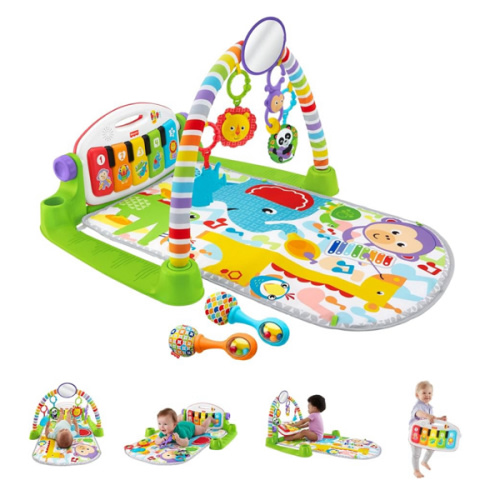 Fisher-Price Baby Playmat Deluxe Kick & Play Piano Gym for Learning & 2 Maracas Soft Rattles for Newborn to Toddler Play Ages 0+ Months