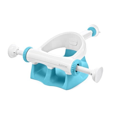 Summer Infant My Bath Seat for Sit-Up Baby Bathing, Sure & Secure Suction Cups, Backrest for Assisted Sitting, Easy Setup & Storage, Aqua
