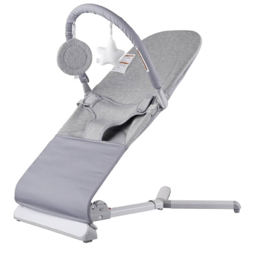 VEVOR Baby Bouncer, Folding Bouncer Seat for Babies 0-9 Months, Portable Baby Bouncer Seat with 2 Reclining Angles, Rotatable Toy Bar & Carrying Bag, Ideal for Indoors Outdoors, Light Gray
