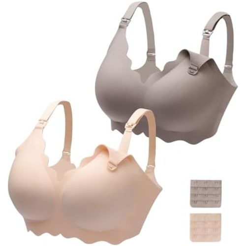Nursing Bras for Breastfeeding,Pack of 2 Seamless Maternity Bras for Pregnancy Wireless Bralette Sleep Bra