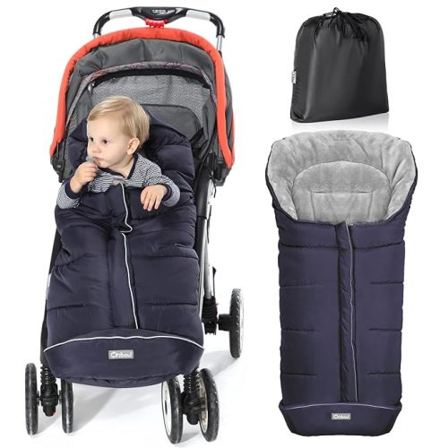 Orzbow Stroller Footmuff Universal, Weather-Proof Baby Bunting Bag, Warm | Ultra-Plush Blanket Cover with Reflective Strips, Machine Washable, Easily Attaches to Most Strollers, Baby Winter Essentials