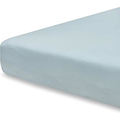 Pobibaby - Single Solid Premium Fitted Baby Crib Sheets for Standard Crib Mattress - Ultra-Soft Cotton Blend, Safe and Snug, and Stylish Solid Crib Sheet (Baby Blue)