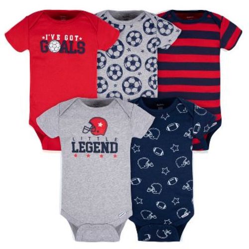 Gerber Baby Boys' 5-pack Short Sleeve Bodysuits, Sports, 3-6 Months