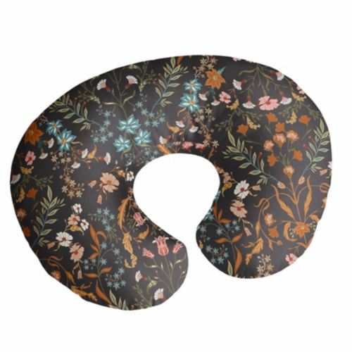 Boho Floral Wildflower Black and Orange Collection Nursing Breastfeeding Pillow Cover