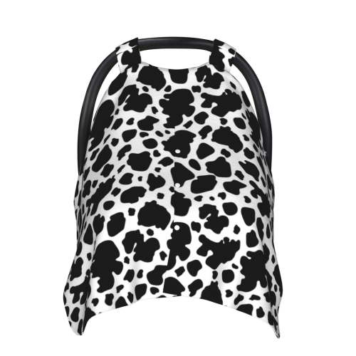 Car Seat Cover Baby - Cute Cow Print Black White Breathable Infant Car Seat Cover for Baby Carseat, Lightweight Comfort Baby Essentials Must Haves Newborn Stuff for Girl Boy
