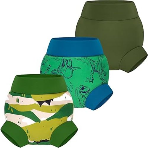 BIG ELEPHANT Reusable Baby Swim Diapers 3pcs– Adjustable, Easy-Wash Swimming Diaper – Soft, Breathable, Waterproof Swim Wear for Boys, 6-12 Months