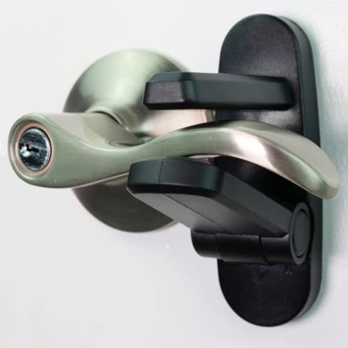 Door Lever Lock (3 Pack) Prevents Toddlers from Opening Doors. 3.25" L * 1.5" W * 4.5" H Easy One Hand Operation for Adults. Durable ABS with 3M Adhesive Backing. Simple Install (Black)