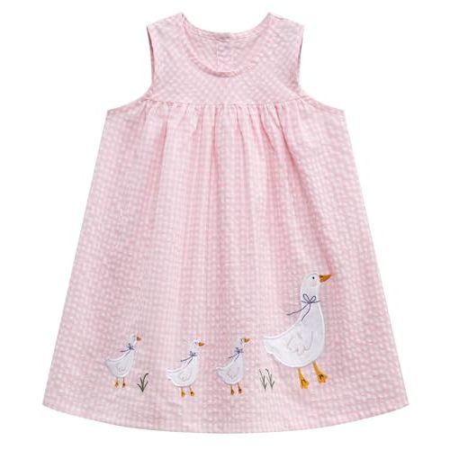 FreeLu Toddler Girls Cotton Summer Short Sleeve Dress Cartoon Print Casual Jersey Dresses