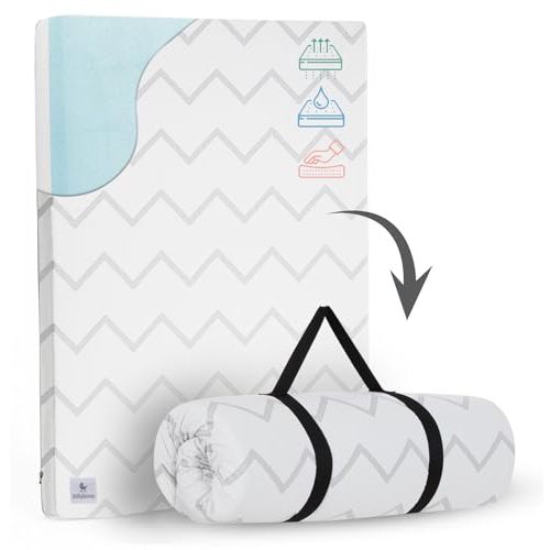 Waterproof Pack and Play Mattress Topper - 38" x 26" | Roll Up Style - Breathable Soft Memory Foam - Portable Playard Mattress Topper- Baby Foam Playpen Mattresses for Babies