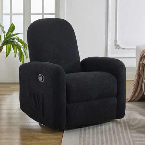 Ebern Designs Haaniyah Boucle Fabric Swivel & Rocking Recliner & Reviews | Wayfair