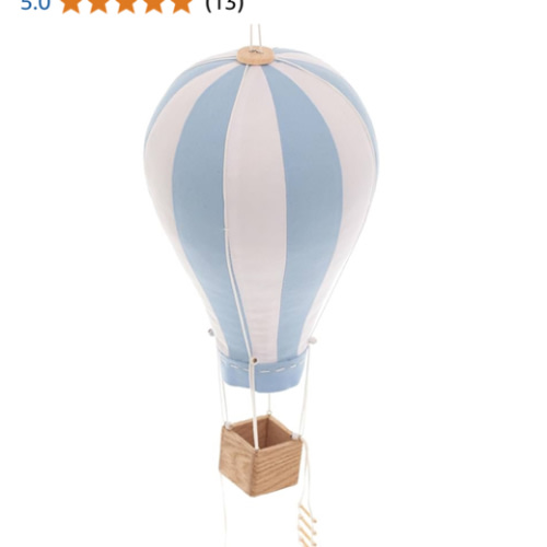 Hanging Textile Baby Blue Hot Air Balloon Kid Nursery Children Room Decor Baby Shower Gift Large 12 in
