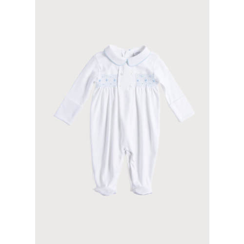 Blue Handsmocked Cotton All-in-One (0-18mths)