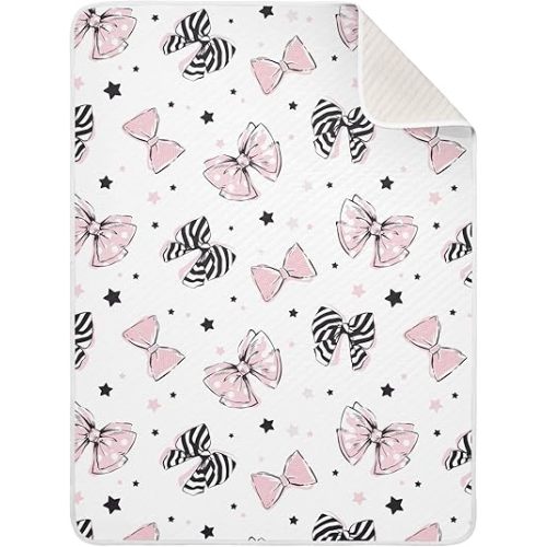 Swaddle Blanket for Pink and Black Bow Baby Receiving Blanket Muslin Baby Swaddles Soft Cotton Breathable Nursery Blankets for Unisex Boys and Girls 30x40 Inch