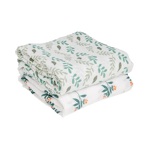 Ouch Baby Bamboo Swaddle Blanket - 70% Bamboo, 30% Cotton - 2 Layer Soft & Breathable Muslin Cotton Blanket for Newborn/Infant/Toddler, Perfect for Boys & Girls, 47 x 47 Inches (Pack of 2)