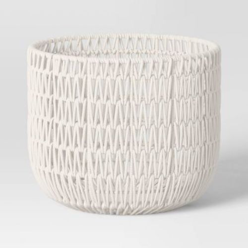 Rope Basket Cream - Threshold™: Handcrafted Polyester & Cotton, Storage for Blankets, Spot Clean, 12"x16"
