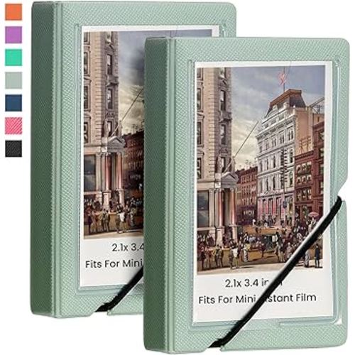Lifting 2 Pack Mini Photo Album with 28 Pocket 2x3 Inch Pictures Fits for Fujifilm Instax Mini 7s 8 9 11 25 26 40 50s 90 Evo Z2300 Instant Camera, Polaroid Snap,Kpop Photocard Holder (Mint Green)