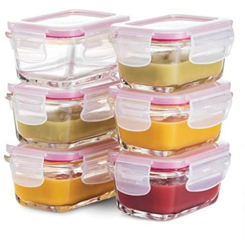 Superior Glass Food Storage Containers - 6 Pack - 5 Oz Containers with Airtight BPA-Free Locking Lids - Food containers - Microwave & Dishwasher Safe - Small Containers for Snacks Dips etc