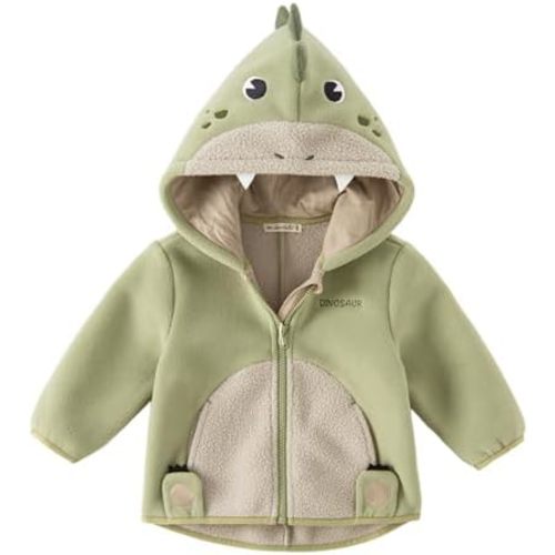 DAVE&BELLA Toddler Fleece Jacket, Baby Boys Girls Animal-shaped Hooded Zipper Long Sleeve Warm Spring Autumn Outerwear Coat