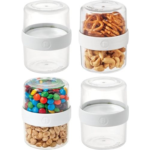 iDesign Small Stack 'n Snack Food Containers - Stackable Snack Containers - Set of 4 - Clear/White