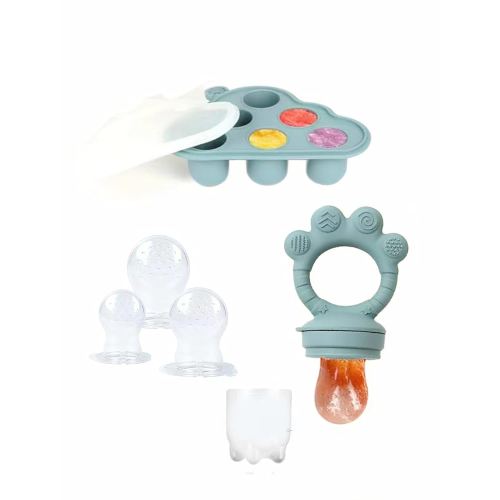 Baby Breastmilk Popsicle Molds & Fruit Food Feeder Pacifier, Silicone Baby Food Storage Containers, Baby Popsicle Molds Teething for Toddler Teething & Infant Self Feeding (Blue)