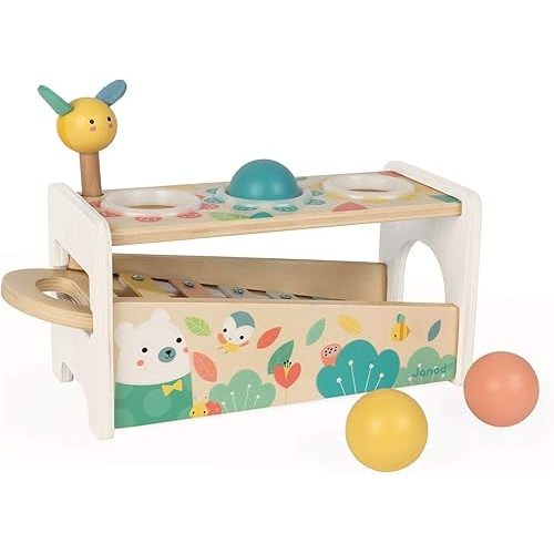 Janod Pure Tap Tap Xylophone Pure 2-in-1 Early Learning Toy - Ages 12 Months+ - J05155