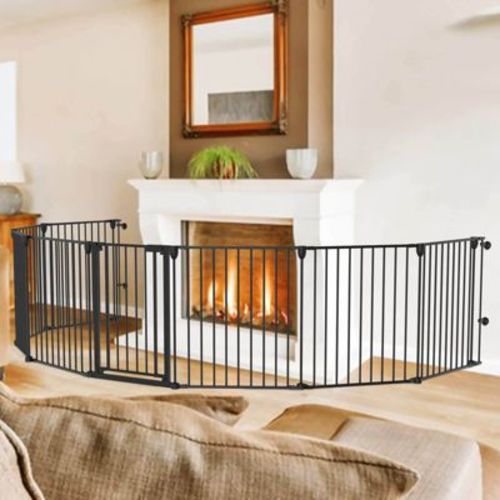 8 Panels Black Baby Gate Heavy Duty Playpen 27.5"w X 29"h