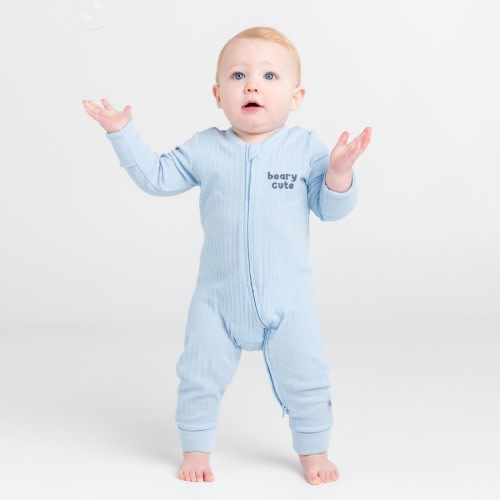 Huggies Babywear Organic Cotton Rib Coverall - Blue