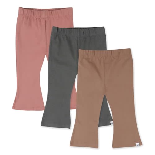 HonestBaby Multipack Leggings Skinny, Flare and Cargo Pants Organic Cotton for Infant Baby Girls, Toddlers, Little Kids