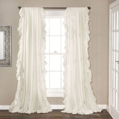 Set of 2 (63"x54") Reyna Window Curtain Panel White - Lush Décor: Bohemian Style, Light Filtering, Rod Pocket