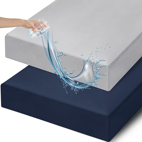 david's kids Waterproof Crib Sheets Fitted 2 Pack, Ultra Soft Breathable Crib Mattress Protector for Boys Girls Neutral, Fit Standard Crib Mattress and Toddler Mattresses, Navy Blue & Highclass Grey