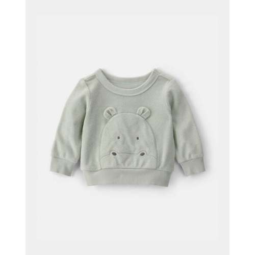 Baby Hippo Terry Pullover Sweatshirt - Green | Carter's