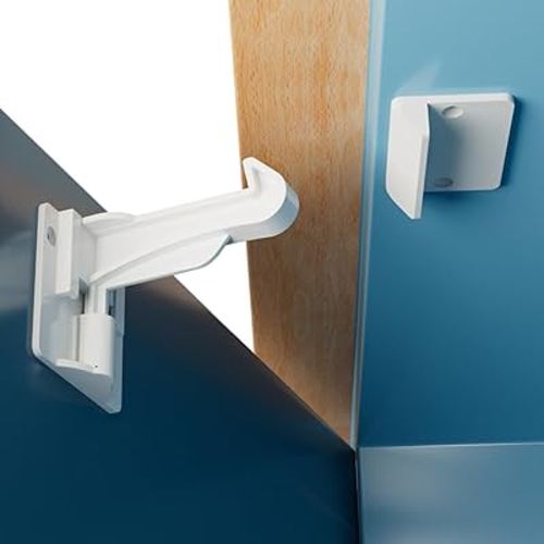 Upgraded Invisible Baby Proofing Cabinet Latch Locks (10 Pack) - No Drilling or Tools Required for Installation, Works with Most Cabinets and Drawers, Works with Countertop Overhangs, Highly Secure