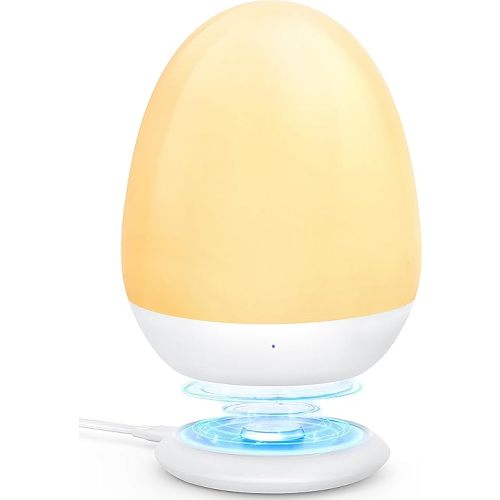 MediAcous Night Lights for Kids Room, Baby Night Light with Stable Charging Pad, Dimmable Kids Night Light with 1H Timer & Touch Control, ABS+PC LED Egg Lamps for Breastfeeding, Up to 200H