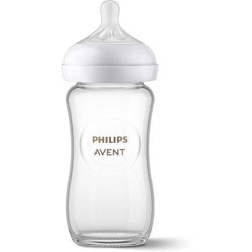 Philips AVENT Glass Natural Baby Bottle with Natural Response Nipple, Clear, 8oz, 1pk, SCY913/01